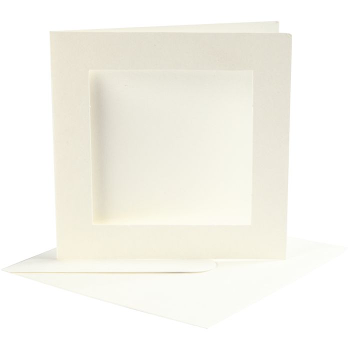 Korttipohjat kirjekuorineen, kortin koko 12,5x12,5 cm, kirjekuoren koko 13,5x13,5 cm, luonnonvalkonen, 10 set/ 1 pkt