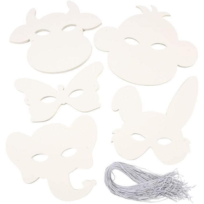 Eläinnaamiot, Kork. 13-24 cm, Lev: 20-28 cm, 230 g, valkoinen, 100 kpl/ 1 pkt