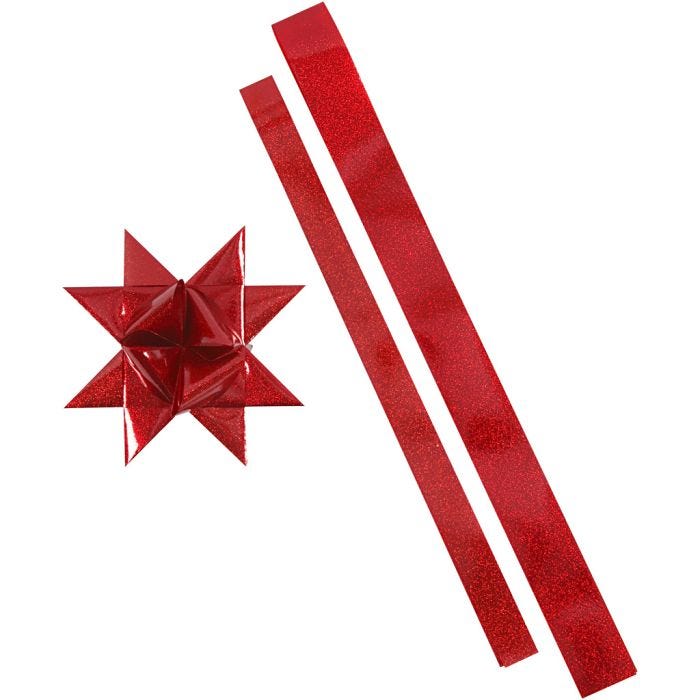Paperisuikaleet, Pit. 86+100 cm, halk. 11,5+18,5 cm, Lev: 25+40 mm, punainen, glitter punainen, 16suikaleet/ 1 pkt