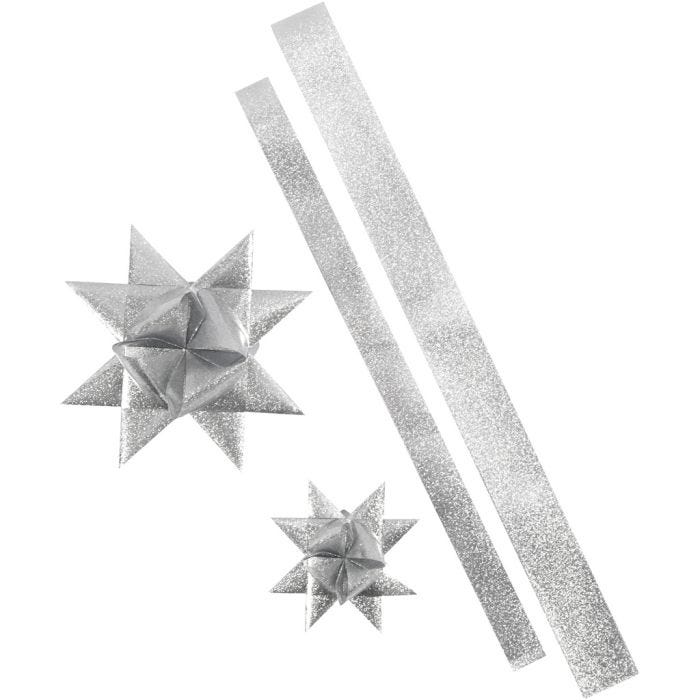 Paperisuikaleet, Pit. 86+100 cm, Lev: 25+40 mm, halk. 11,5+18,5 cm, kimallehopea, 16 suikaleet/ 1 pkt