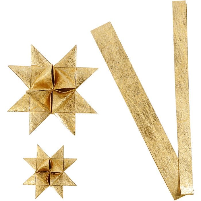Paperitähtisuikaleet, Pit. 44+78 cm, Lev: 15+25 mm, halk. 6,5+11,5 cm, kulta, 32suikaleet/ 1 pkt