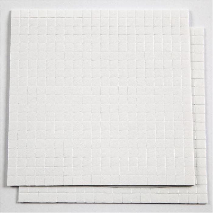 3D-tarratyynyt, koko 5x5 mm, paksuus 1 mm, valkoinen, 2x400 kpl, 2ark/ 1 pkt