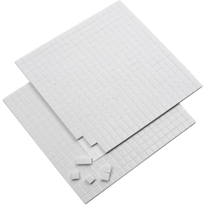 3D-tarratyynyt, koko 5x5 mm, paksuus 2 mm, valkoinen, 2x400 kpl, 2ark/ 1 pkt