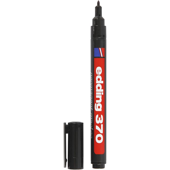 Edding 370 -tussi, paksuus 1 mm, musta, 1 kpl