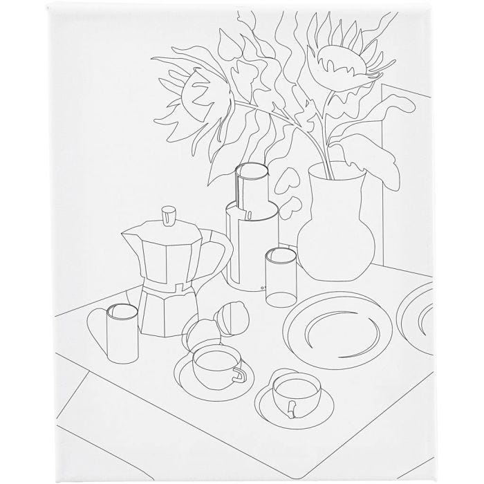 Printtikuvioitu maalauspohja, Aamiaispöytä, S: 1,6 cm, koko 24x30 cm, 360 g, 1 kpl