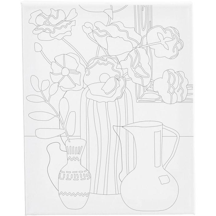 Printtikuvioitu maalauspohja, Kukka-asetelma, S: 1,6 cm, koko 24x30 cm, 360 g, 1 kpl