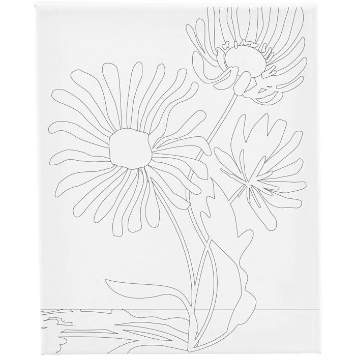 Printtikuvioitu maalauspohja, Suuret kukat, S: 1,6 cm, koko 24x30 cm, 360 g, 1 kpl