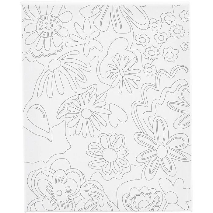 Printtikuvioitu maalauspohja, Kukat, S: 1,6 cm, koko 24x30 cm, 360 g, 1 kpl