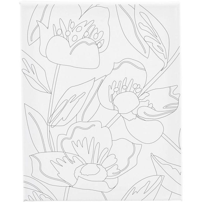 Printtikuvioitu maalauspohja, Unikot, S: 1,6 cm, koko 24x30 cm, 360 g, 1 kpl