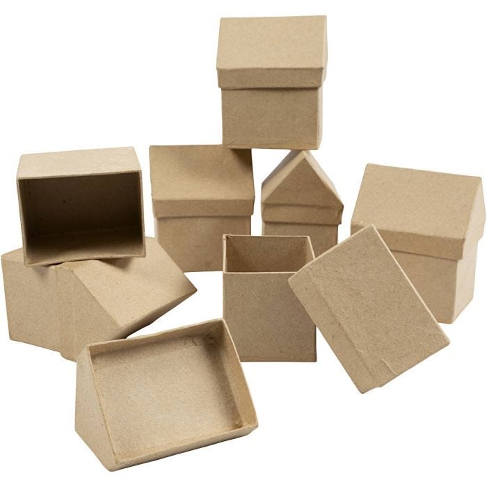 Pahvirasia, talo, Kork. 10,5 cm, koko 6x8,5 cm, 5x4 kpl/ 1 pkt