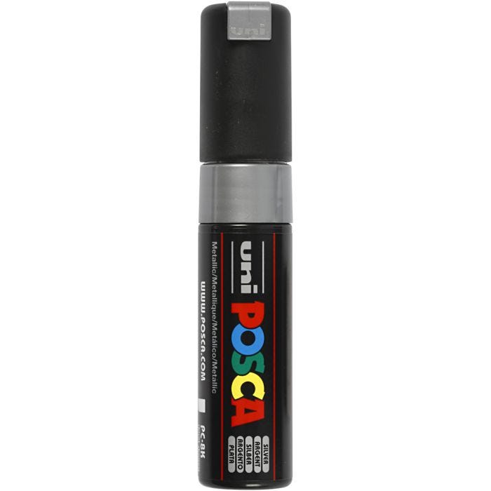 Posca Marker, nro PC-8K, paksuus 8 mm, broad, hopea, 1 kpl
