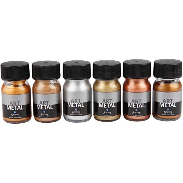 Askartelumaali Metallic, 5102, 5104, 5106, 5108, 5109, 5110, metallic-värit, 6x30ml/ 1 pkt