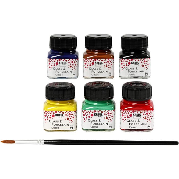 Lasi- ja Posliinimaali, värilajitelma, 6x20 ml/ 1 pkt