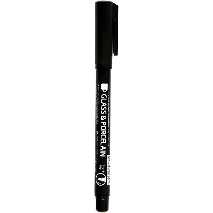 Lasi- ja Posliinitussi, paksuus 1-3 mm, läpikuultavat, musta, 1 kpl