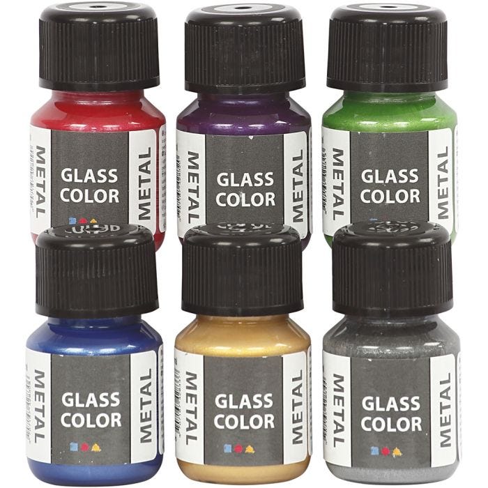 Glas Color Metal lasimaali, värilajitelma, 6x30 ml/ 1 pkt