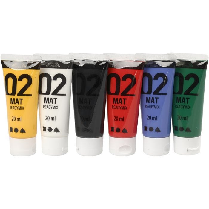 Akryylimaali Matta, perusvärilajitelma, 6x20ml/ 1 pkt