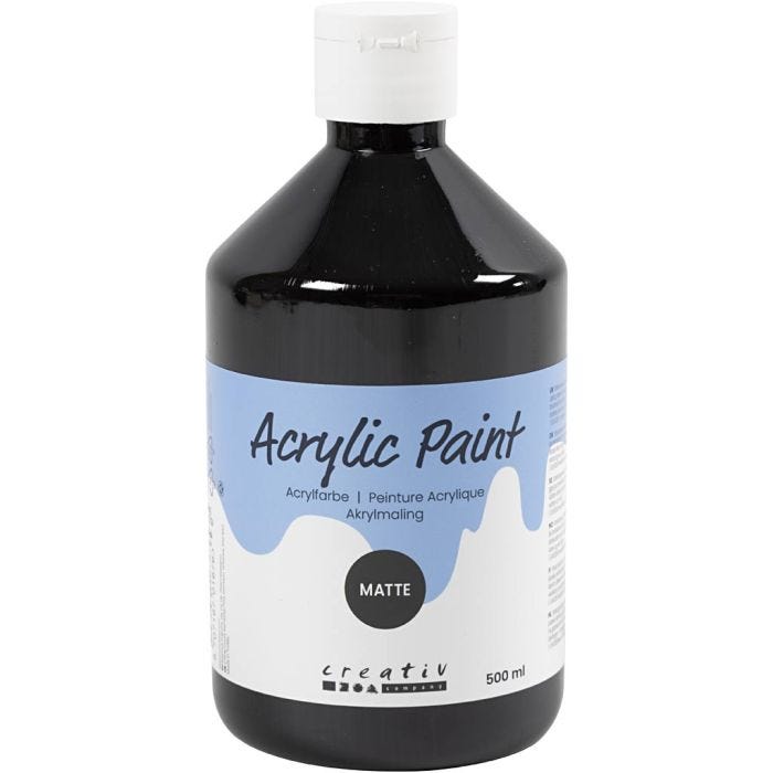 Akryylimaali Matta, musta, 500 ml/ 1 pll