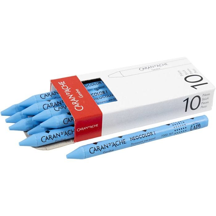 CARAN D’ACHE Neocolor 1, Pit. 10 cm, paksuus 8,5 mm, light blue (161), 10 kpl/ 1 pkt