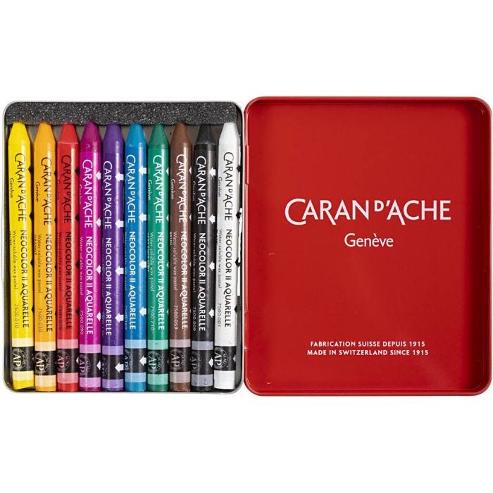 CARAN D’ACHE Caran d'Ache Neocolor II, Pit. 10 cm, paksuus 8,5 mm, värilajitelma, 10 kpl/ 1 pkt