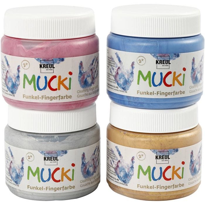 Mucki Sormiväri, metallic sininen, metallikulta, metallic rosa, metallihopea, 4x150 ml/ 1 pkt