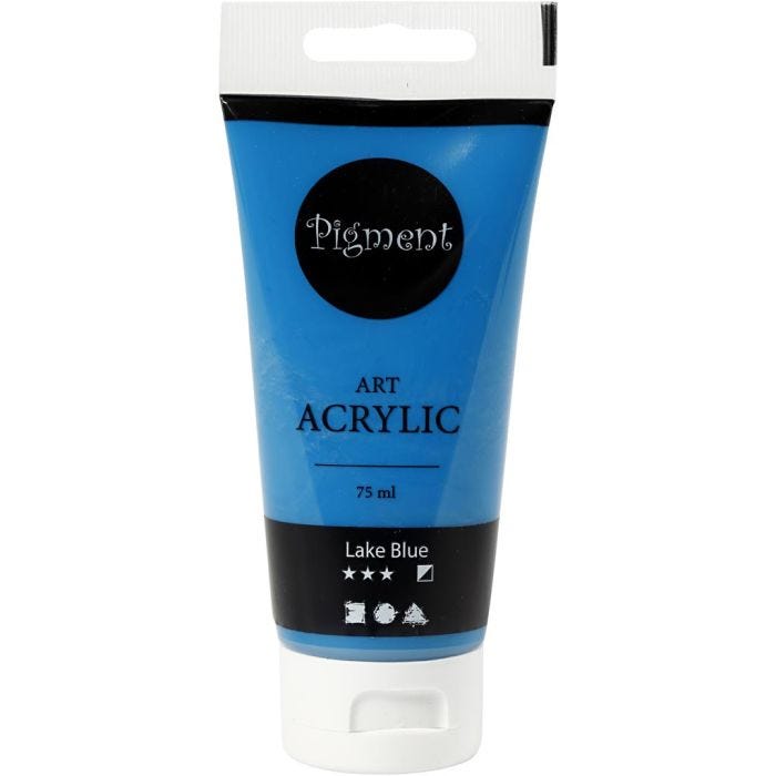 Akryylimaali, puolikiiltävä, läpikuultavat, lake blue, 75 ml/ 1 pll