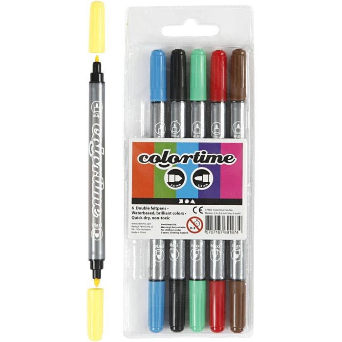 Colortime Tussit, paksuus 2,3+3,6 mm, perusvärilajitelma, 6 kpl/ 1 pkt
