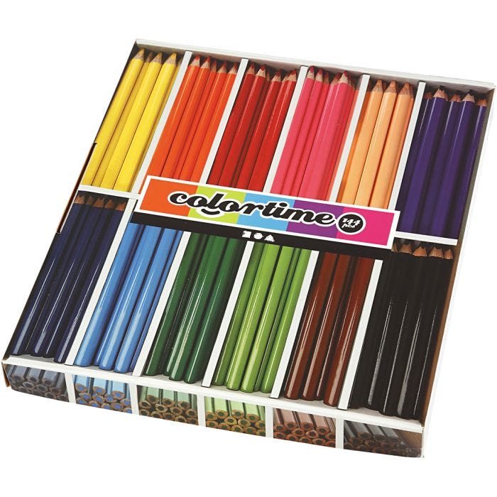 Colortime-Värikynät, Pit. 17,45 cm, kärki 5 mm, JUMBO, värilajitelma, 12x12kpl/ 1 pkt