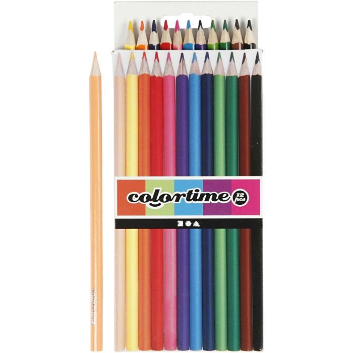 Colortime-Värikynät, Pit. 17,45 cm, kärki 3 mm, värilajitelma, 12 kpl/ 1 pkt