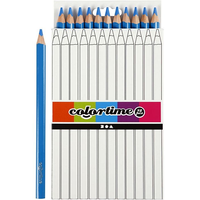 Colortime-Värikynät, Pit. 17,45 cm, kärki 5 mm, JUMBO, sininen, 12 kpl/ 1 pkt