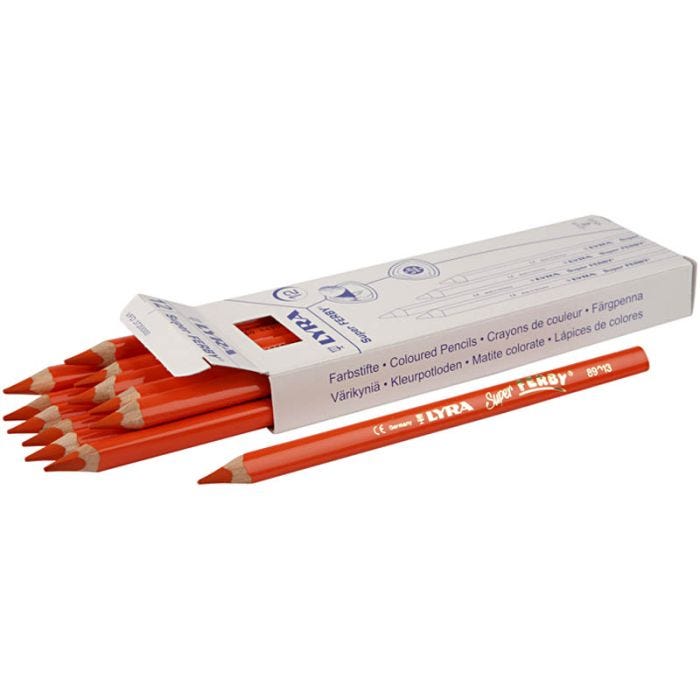 Lyra Super Ferby 1 värikynät, Pit. 18 cm, kärki 6,25 mm, oranssi, 12 kpl/ 1 pkt