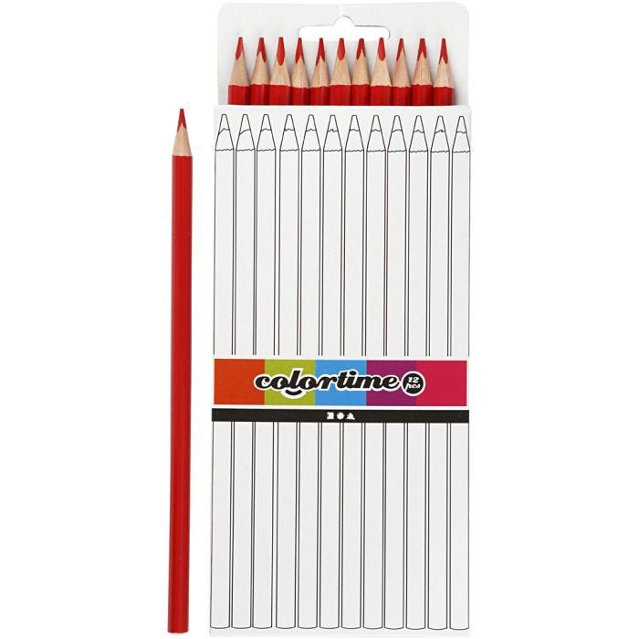 Colortime-Värikynät, Pit. 17 cm, kärki 3 mm, punainen, 12 kpl/ 1 pkt