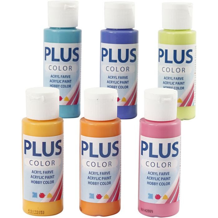 Plus Color- Askartelumaali, värikäs, 6x60ml/ 1 pkt