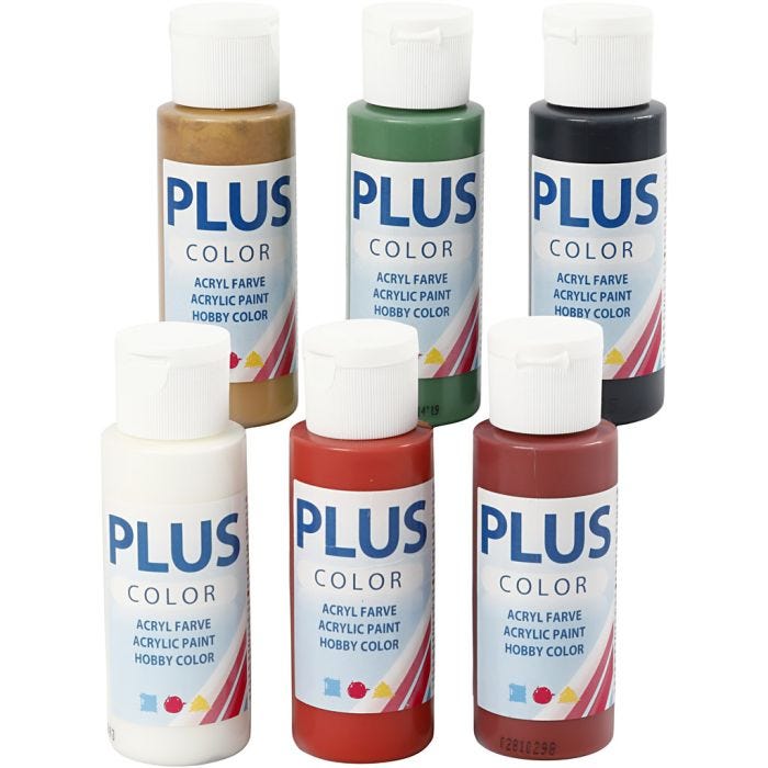 Plus Color- Askartelumaali, jouluteema, 6x60ml/ 1 pkt