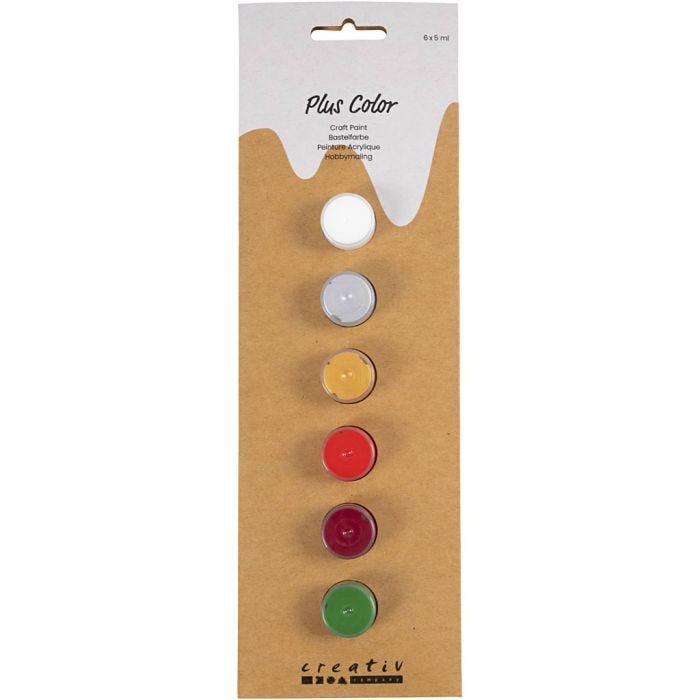 Plus Color -Askartelumaali, jouluteema, 6x5 ml/ 1 pkt