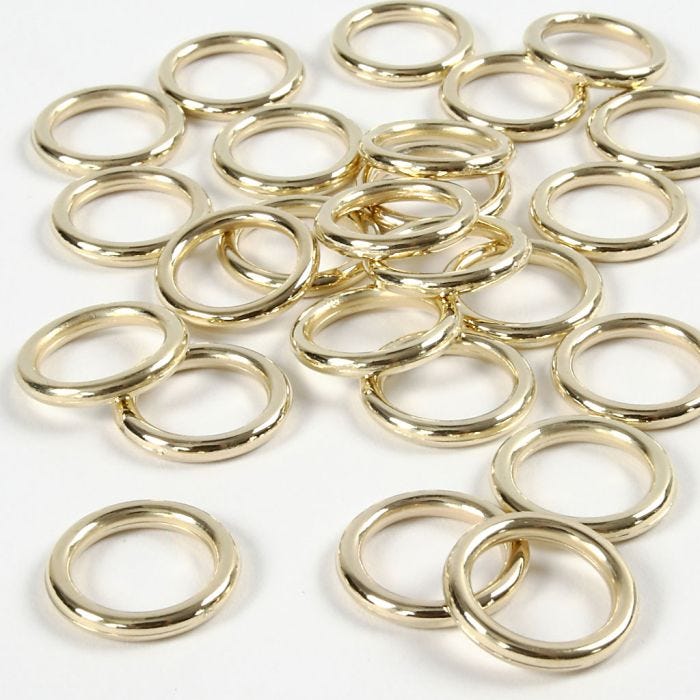 Muovirengas, koko 15 mm, paksuus 2 mm, kulta, 25 kpl/ 1 pkt