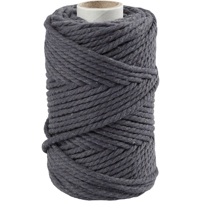 Makrameenyöri, Pit. 55 M, halk. 4 mm, harmaa, 330 g/ 1 rll