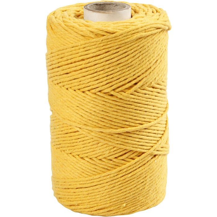 Makrameenyöri, Pit. 198 M, halk. 2 mm, keltainen, 330 g/ 1 rll