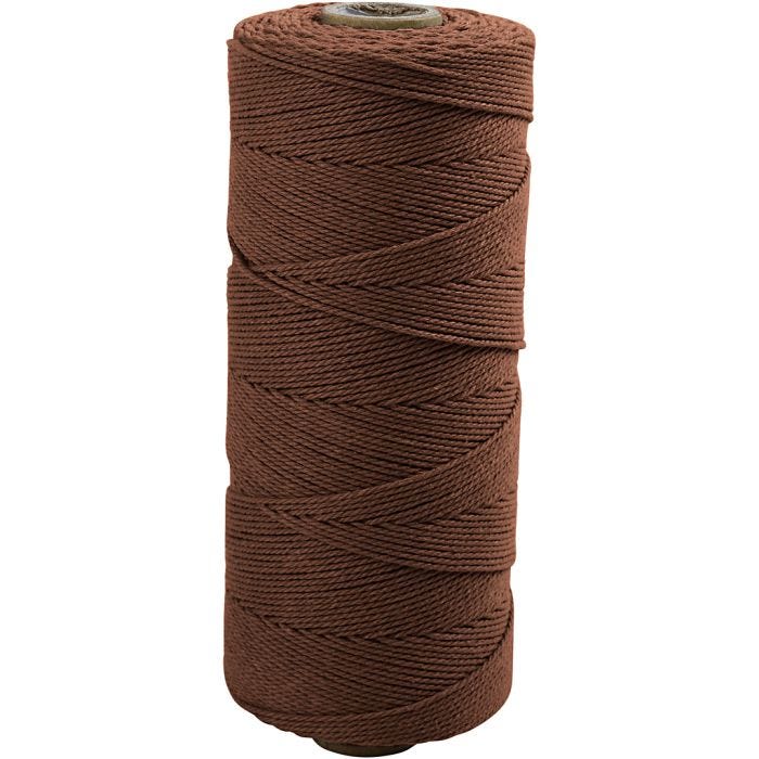 Makrameenyöri, Pit. 315 M, paksuus 1 mm, ohut laatu 12/12, ruskea, 220g/ 1 kerä