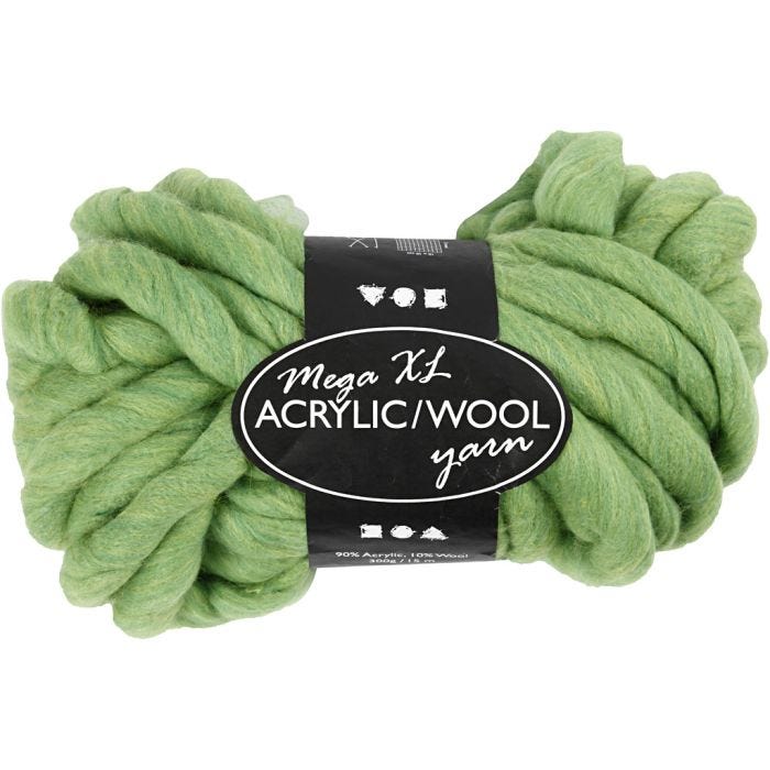 Paksu Lanka Akryylia/Villaa, 15 M, mega, lime vihreä, 300g/ 1 kerä