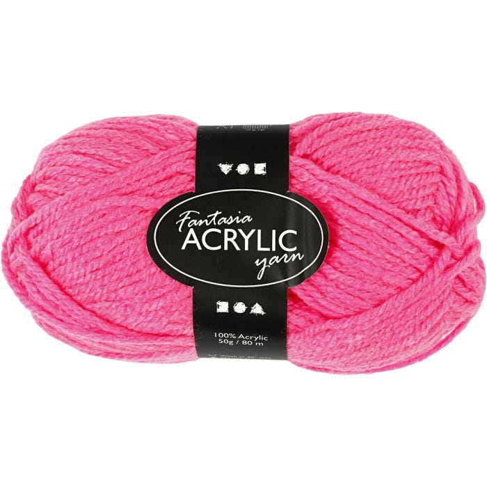 Fantasia-akryylilanka, 80 M, neonpinkki, 50g/ 1 kerä