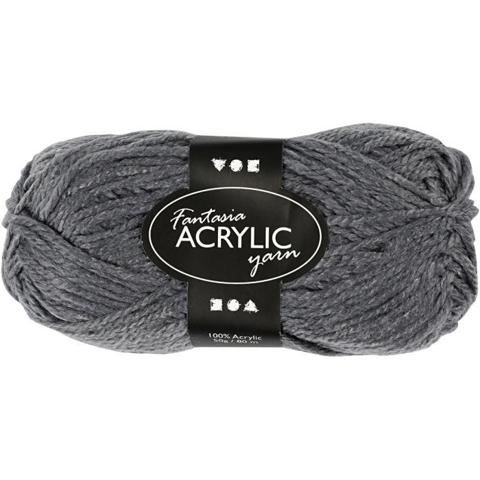 Fantasia-akryylilanka, Pit. 80 M, harmaa, 50 g/ 1 kerä