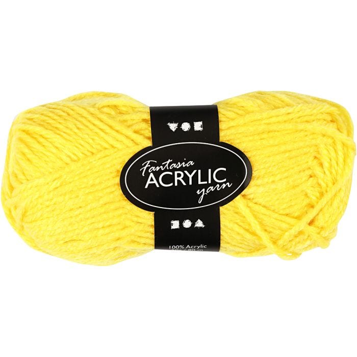Fantasia-akryylilanka, Pit. 80 M, keltainen, 50 g/ 1 kerä