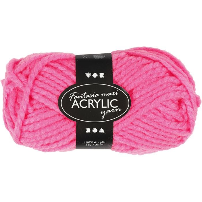 Fantasia-akryylilanka, 35 M, Maxi, neonpinkki, 50g/ 1 kerä