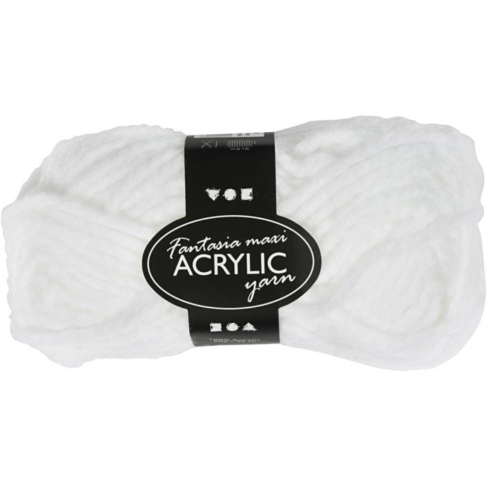 Fantasia-akryylilanka, Pit. 35 M, Maxi, valkoinen, 50g/ 1 kerä