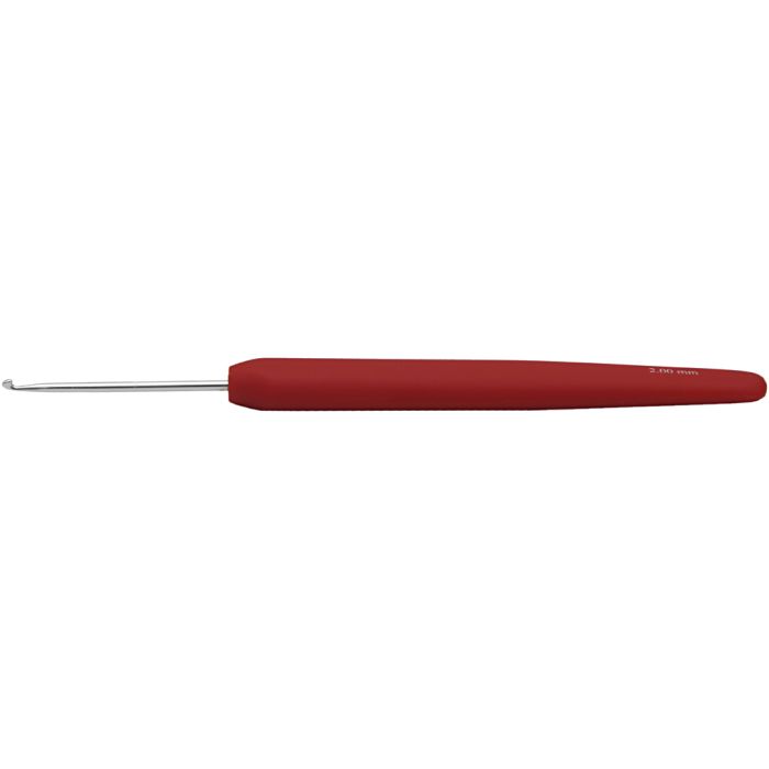 Virkkuukoukku, 2, Pit. 13,3 cm, koko 2 mm, punainen, 1 kpl