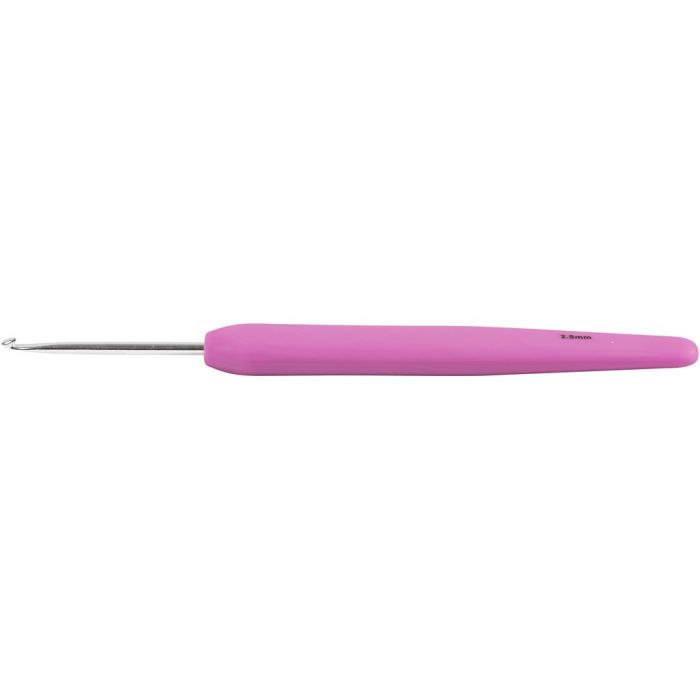 Virkkuukoukku, 2,5, Pit. 13,3 cm, koko 2,5 mm, vaaleanpunainen, 1 kpl