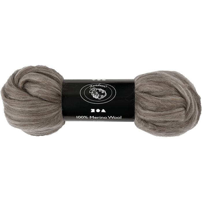 Merinovilla, paksuus 21 my, harmaa, 100 g/ 1 pkt