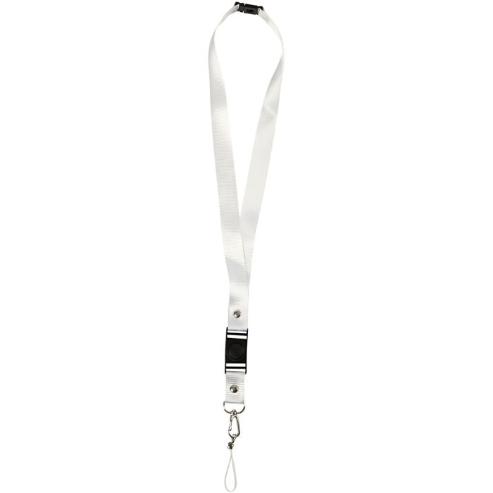 Avainnauha, Pit. 53 cm, Lev: 2 cm, valkoinen, 5 kpl/ 1 pkt