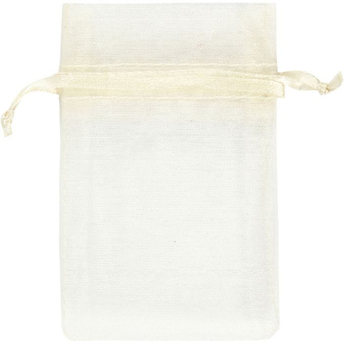 Organzapussit, 7x10 cm, luonnonvalkonen, 10kpl/ 1 pkt