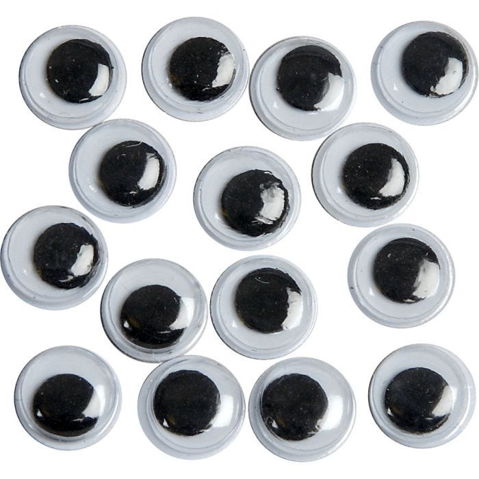 Liikkuvat Silmät, liimattavat, halk. 8 mm, 1000 kpl/ 1 pkt